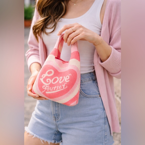 Handbags - Pink Knitted Women's Bag